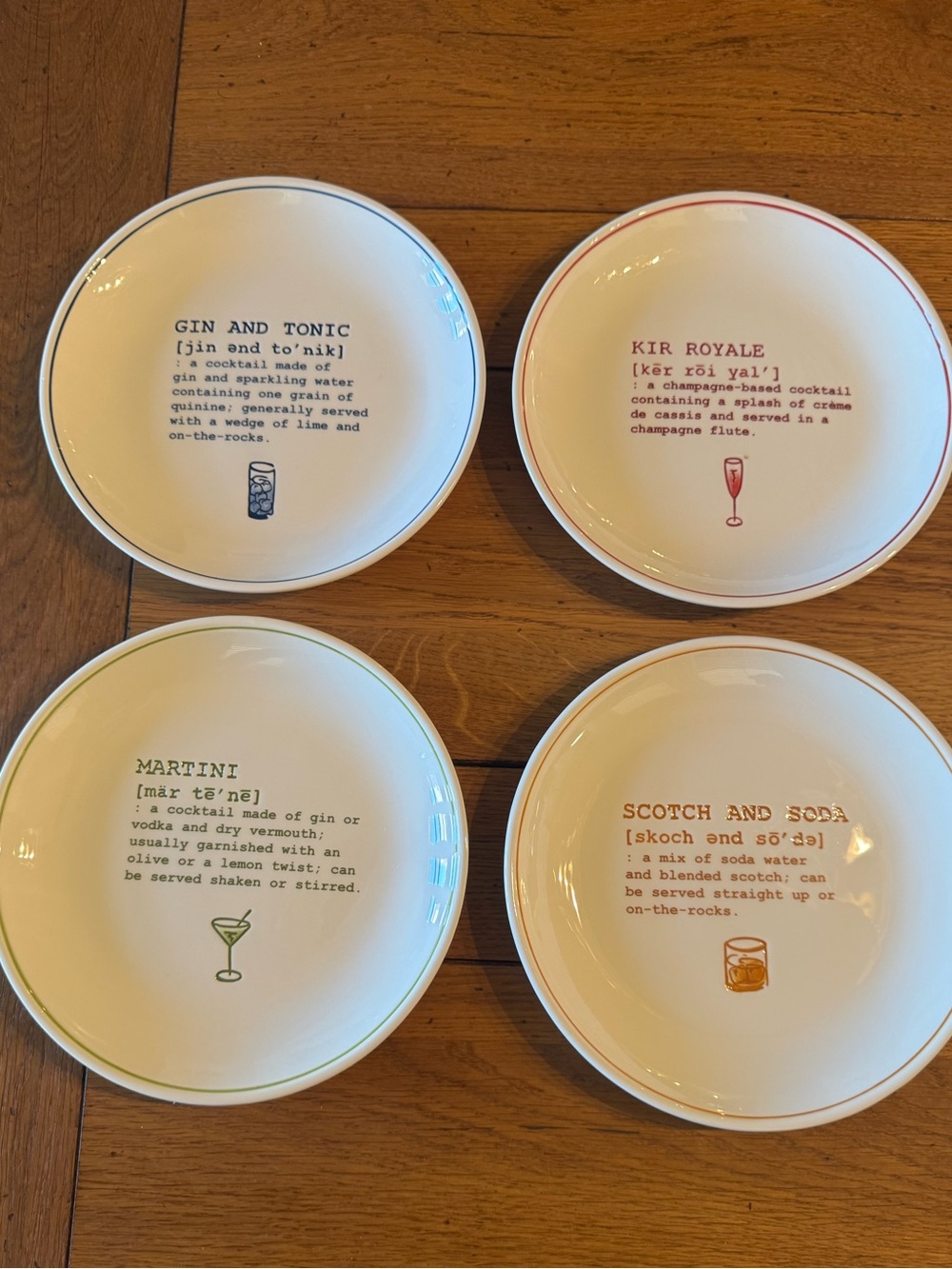 Pottery Barn Cocktails Defined Plates- set of 4